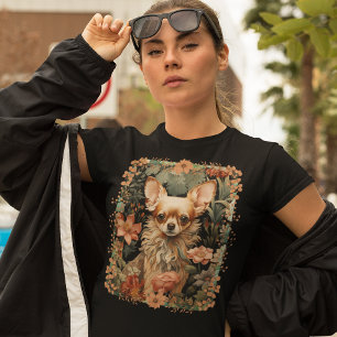 T-shirt Chihuahua dans un jardin vintage William Morris