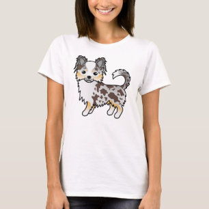 T-shirt Chihuahua de dessin animé au pelage long merle cho