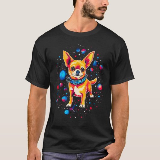 T-shirt Chihuahua Dog in Space (Devant)