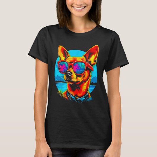 T-shirt Chihuahua Dog Sunglasses (Devant)