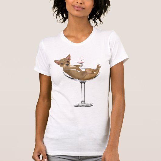 T-shirt Chihuahua en verre de cocktail (Devant)