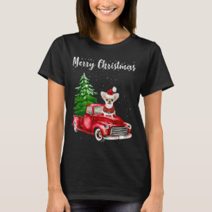 T-shirt Chihuahua équitation Camion Rouge Joyeux Noël Chie