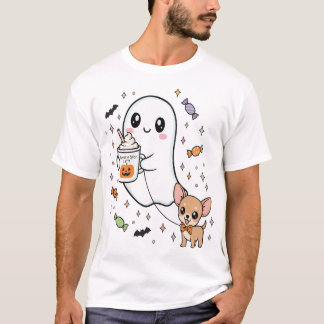 T-shirt Chihuahua fantôme mignon Costume Halloween café