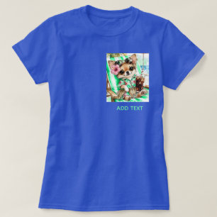 T-shirt Chihuahua femelle férié Relaxation plage (Aqua)