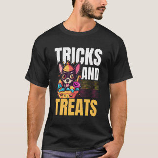 T-shirt Chihuahua Halloween Chiot Tricot Ou Traite Éffraya