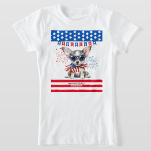 T-Shirt Chihuahua Happy 4 juillet Amérique patriotique USA