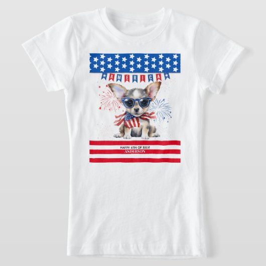 T-Shirt Chihuahua Happy 4 juillet Amérique patriotique USA (Poser)