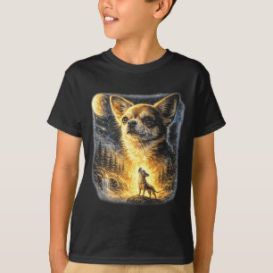 T-shirt Chihuahua hurlant à la lune vintage drôle