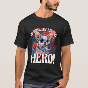 T-shirt Chihuahua Le Petit Héros Américain Fier Chihuahua