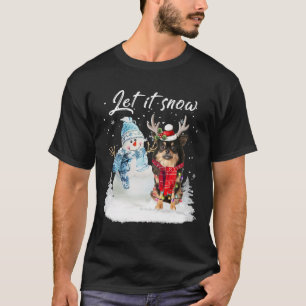 T-shirt Chihuahua Long Haie Chien Père Noël Noël Snowman