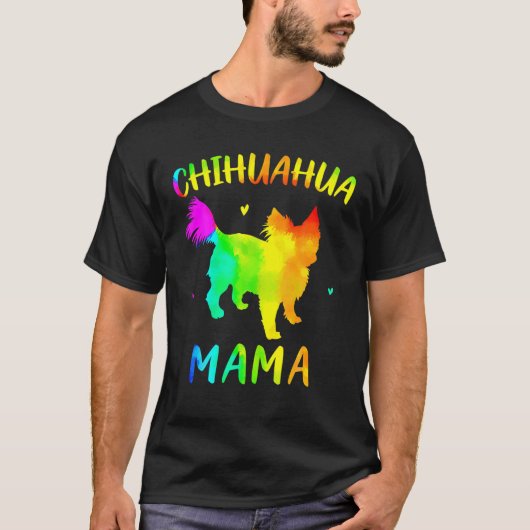 T-shirt Chihuahua Mama aux cheveux longs et aux couleurs d (Devant)