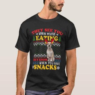 T-shirt Chihuahua Mauvais Noël Ils Voient Que Vous Mangez 