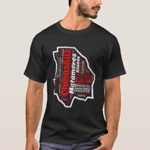 T-shirt Chihuahua Mexique Mapa Municipios État mexicain