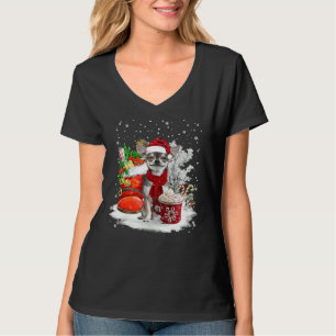 T-shirt Chihuahua Noël Santa Hat Eggnog