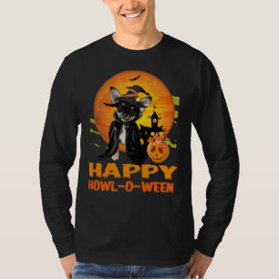 T-shirt Chihuahua noir Halloween Happy Howl O Ween