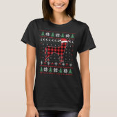 T-shirt Chihuahua Pajama de Noël Chien rouge à plaid Ugly  (Devant)