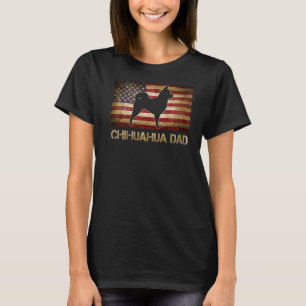 T-shirt Chihuahua Papa Vintage Drapeau américain Chien pat