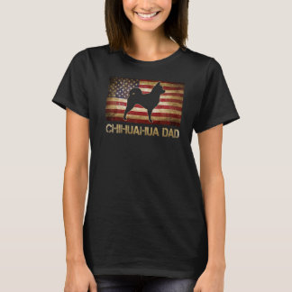 T-shirt Chihuahua Papa Vintage Drapeau américain Chien pat