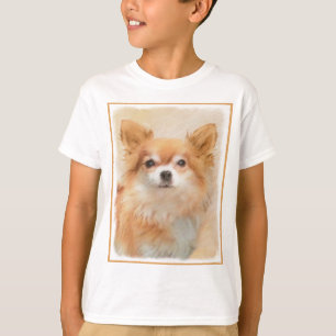 T-shirt Chihuahua Peinture de Chien à long Haired Art orig