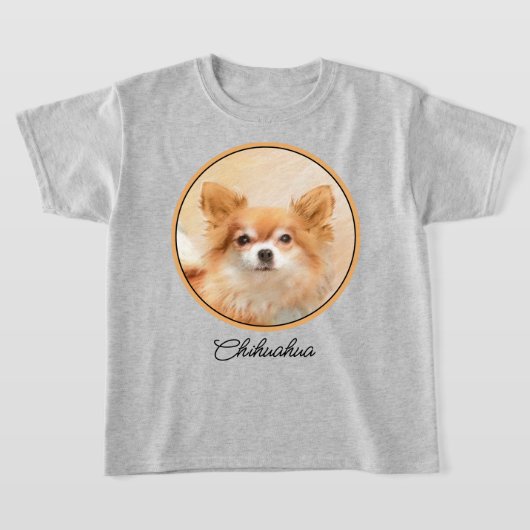 T-shirt Chihuahua Peinture de Chien à long Haired Art orig (Poser)