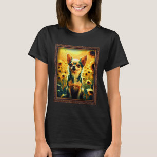 T-shirt Chihuahua Peinture Fleur de Tournesol Maman Femmes