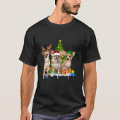 T-shirt Chihuahua Père Noël Elf Reindeer Lumières des arbr (Devant)