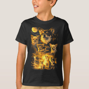 T-shirt Chihuahua rétro hurlant à la lune mème 90s anima