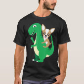 T-shirt Chihuahua Riding T Rex Dinosaur Dino Chien Hallowe (Devant)