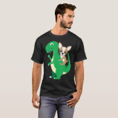 T-shirt Chihuahua Riding T Rex Dinosaur Dino Chien Hallowe (Devant entier)