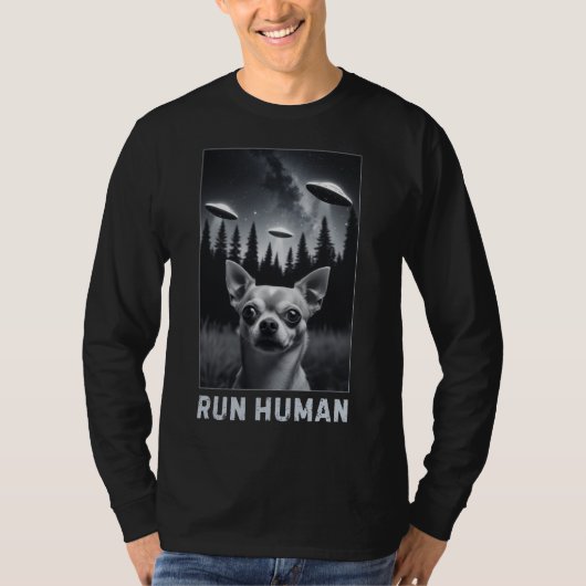 T-shirt Chihuahua Selfie UFO Fun Quirky Cadeau (Devant)