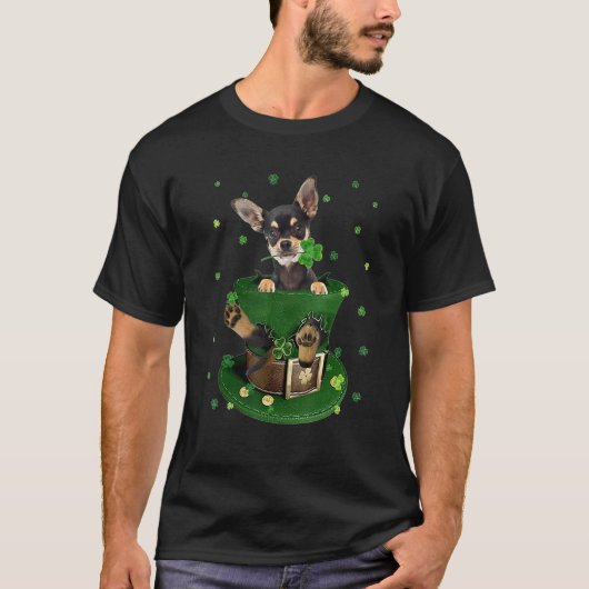 T-shirt Chihuahua Shamrock Casquette C St Patrick's Day (Devant)