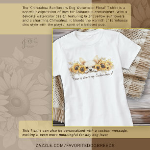 T-shirt Chihuahua Tournesols Chien Aquarelle Florale