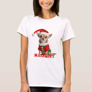 T-shirt Chihuahua vilain en lutin du Père Noël chien de No