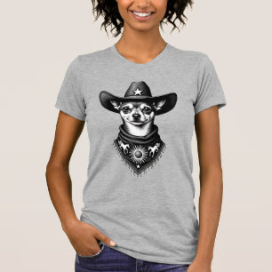 T-shirt Chihuahua vintage style cow-boy gravure western D