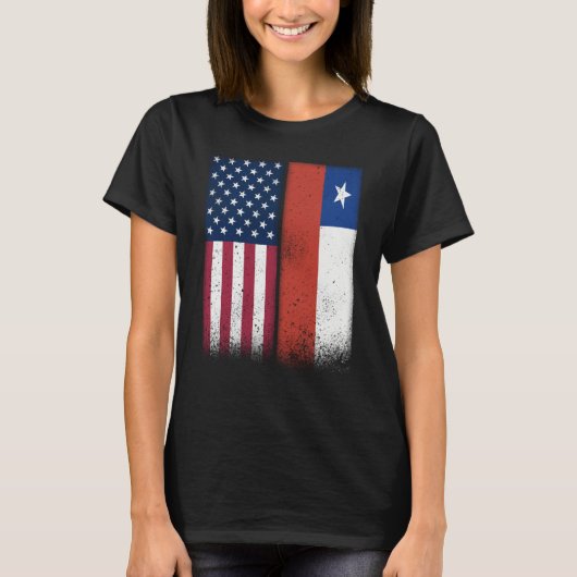 T-shirt Chile Chilean American Flags Proud USA Chile (Devant)