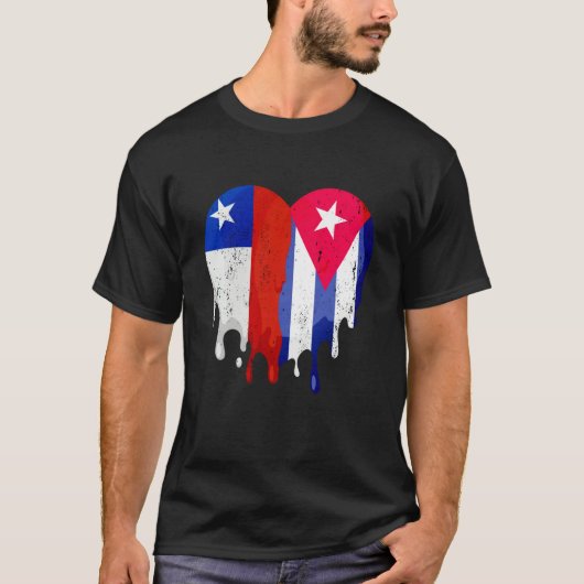 T-shirt Chile Cuba Flag Heart Citizen Grown Patriot Countr (Devant)