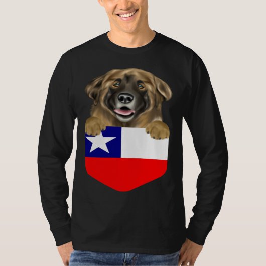 T-shirt Chile Flag Leonberger Dog In Pocket (Devant)