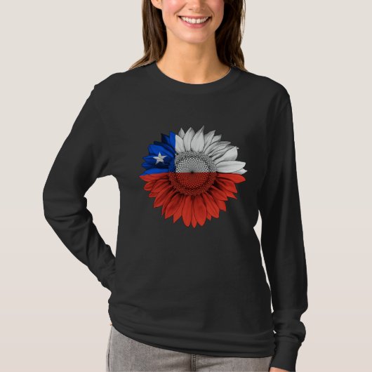 T-shirt Chile Flag Sunflower Chilean Roots Proud Patriotic (Devant)