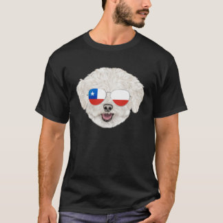 T-shirt Chilean Flag Bichons Frise Dog Chile Pocket