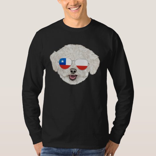 T-shirt Chilean Flag Bichons Frise Dog Chile Pocket (Devant)