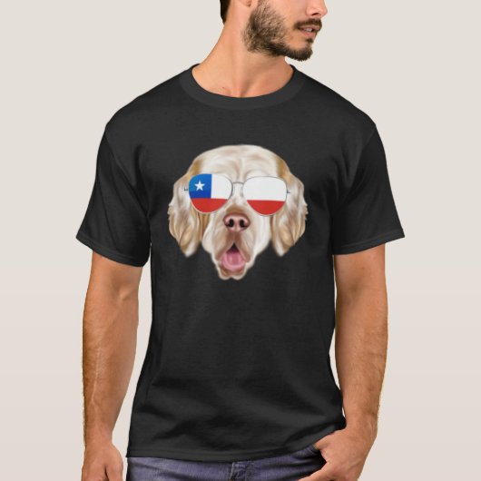 T-shirt Chilean Flag Clumber Spaniel Dog Chile Pocket (Devant)