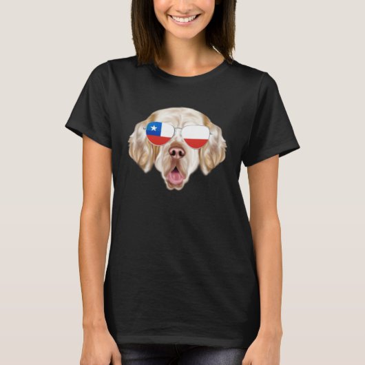 T-shirt Chilean Flag Clumber Spaniel Dog Chile Pocket (Devant)