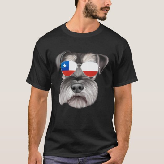 T-shirt Chilean Flag Miniature Schnauzer Dog Chile Pocket (Devant)
