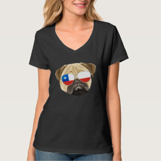 T-shirt Chilean Flag Pug Dog Chile Pocket