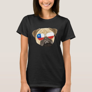 T-shirt Chilean Flag Pug Dog Chile Pocket