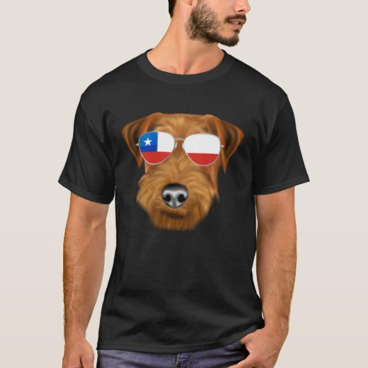 T-shirt Chilean Flag Welsh Terrier Dog Chile Pocket (Devant)