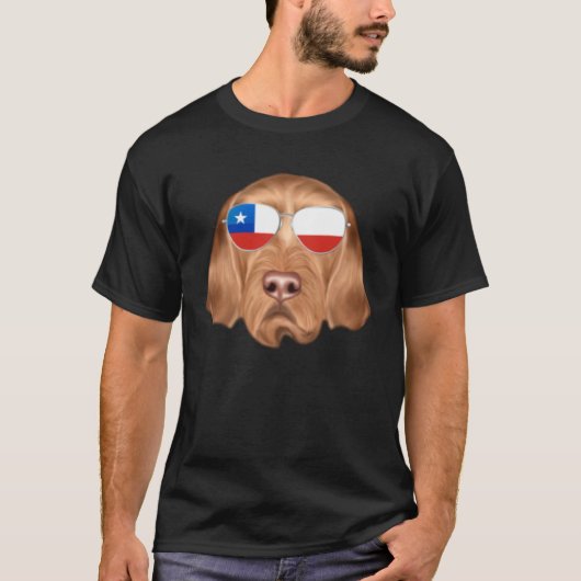 T-shirt Chilean Flag Wirehaired Vizsla Dog Chile Pocket (Devant)