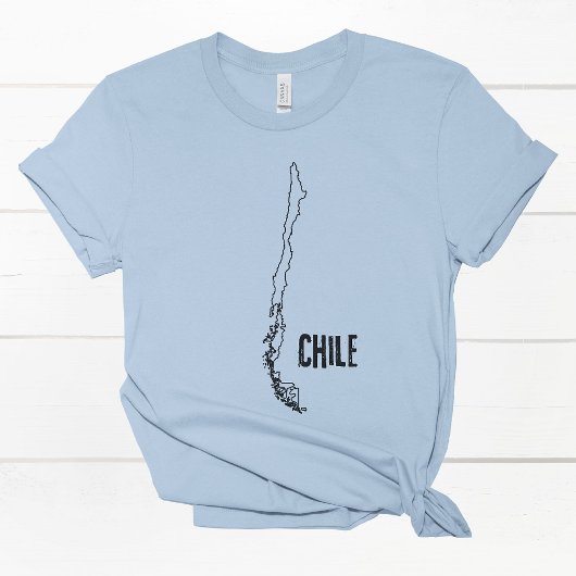 T-shirt Chili Carte du pays Chili Plan de la frontière nat