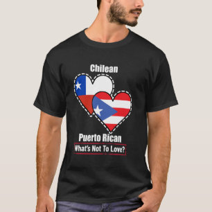 T-shirt Chilien Portoricain Cœur Drapeaux Qu'est-ce Qu'il