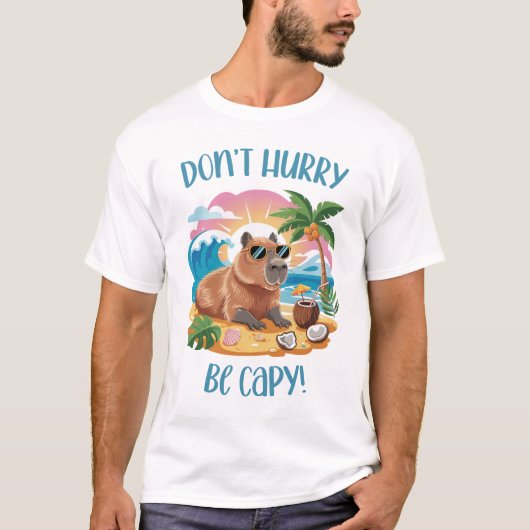 T-shirt Chill Capybara Beach Vibes - Ne vous dépêchez pas  (Devant)